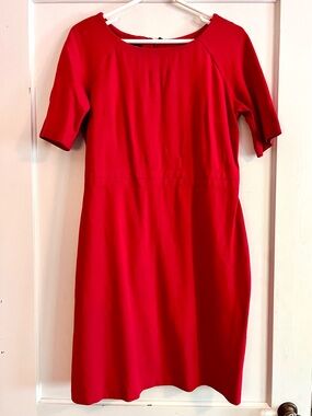 Talbots Bright Red Short-Sleeve Sheath Dress